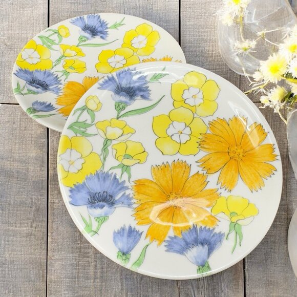 Italy Ernestine Salerno Other - Italy Ernestine Salerno Floral Pottery Dish Plate Set 2 Plates Dishes 6inch VTG